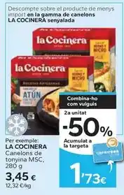 Caprabo La cocinera - canelons de tonyina msc, 280 g oferta