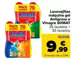 Carrefour Somat - lavavajillas maquina gel antigrasa o vinagre oferta