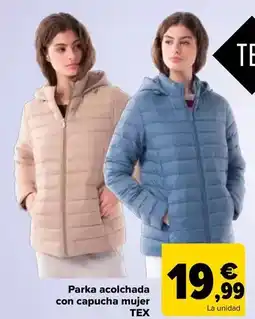 Carrefour Tex - parka acolchada con capucha mujer oferta