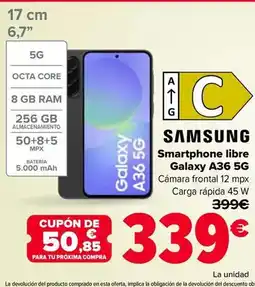Carrefour Samsung - smartphone libre galaxy a36 5g oferta