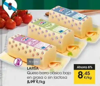 Eroski Queso barra clásico, bajo en grasa o sin lactosa larsa oferta
