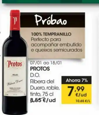 Eroski D.o ribera del duero, roble, tinto protos oferta