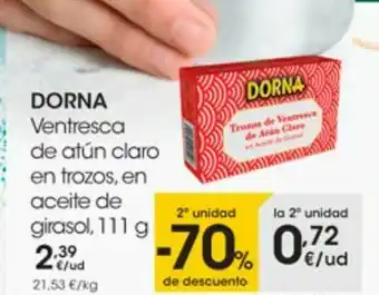 Eroski Ventresca de atún claro en trozos dorna oferta