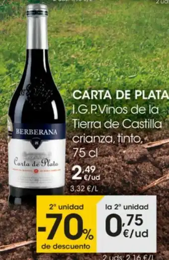 Eroski I.g.p vinos de la tierra de castilla crianza, tinto carta de plata oferta
