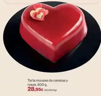 Tarta mousse de cerezas y rosas
