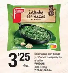SPAR Fragadis Findus - espinacas con pasas y piñones o espinacas al ajillo oferta