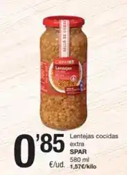 SPAR Fragadis Spar - lentejas cocidas extra oferta