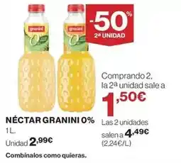 El Corte Inglés Granini - nectar 0% oferta