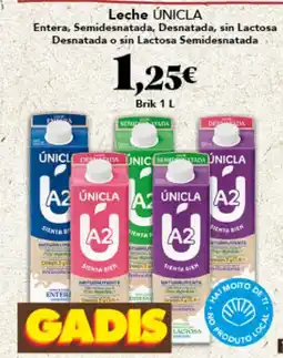 Gadis ÚNICLA Leche Entera, Semidesnatada, Desnatada, sin Lactosa Desnatada o sin Lactosa Semidesnatada oferta