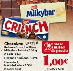 Gadis NESTLÉ Chocolate Relleno Crunch o Blanco Milkybar Tableta oferta