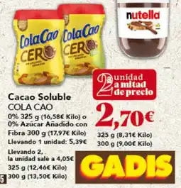 Gadis COLA CAO Cacao Soluble oferta