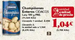 Gadis CIDACOS Champiñón Enteros oferta