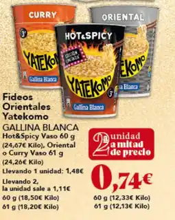 Gadis GALLINA BLANCA Fideos Orientales Yatekomo oferta