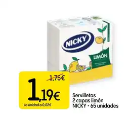 Economy Cash NICKY Servilletas 2 capas limón oferta