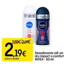 Economy Cash NIVEA Desodorante roll-on dry impact o comfort oferta