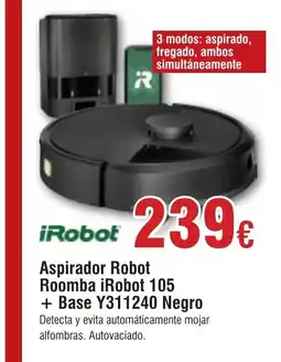 Hiper FROIZ IROBOT Aspirador Robot Roomba 105 + Base Y311240 Negro oferta