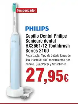 Hiper FROIZ PHILIPS Cepillo Dental Sonicare dental HX3651/12 Toothbrush Series 2100 oferta