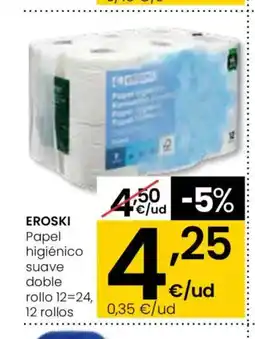 Aliprox EROSKI Papel higiénico suave doble rollo oferta