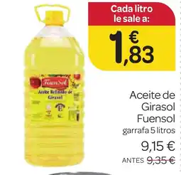 Supermercados El Jamón FUENSOL Aceite de Girasol oferta