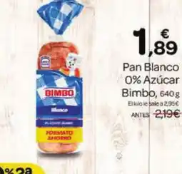 Supermercados El Jamón BIMBO Pan Blanco 0% Azúcar oferta