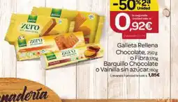 Supermercados El Jamón Galleta Rellena Chocolate o Fibra Barquillo Chocolate o Vainilla sin azúcar oferta