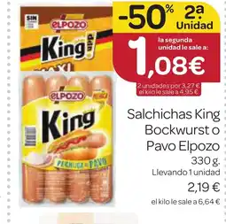 Supermercados El Jamón ELPOZO Salchichas King: Bockwurst o Pavo oferta