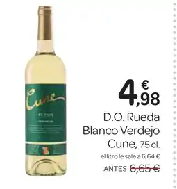 Supermercados El Jamón CUNE D.O. Rueda Blanco Verdejo oferta