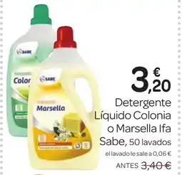 Supermercados El Jamón IFA SABE Detergente Líquido Colonia o Marsella oferta