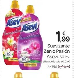 Supermercados El Jamón ASEVI Suavizante Zen Zen o Pasión oferta