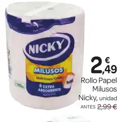 Supermercados El Jamón NICKY Rollo Papel Milusos oferta