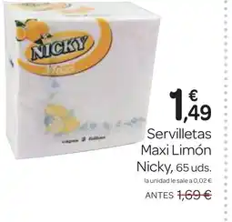 Supermercados El Jamón NICKY Servilletas Maxi Limón oferta