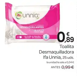 Supermercados El Jamón IFA UNNIA Toallita Desmaquilladora oferta