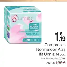 Supermercados El Jamón IFA UNNIA Compresas Normal con Alas oferta