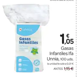 Supermercados El Jamón IFA UNNIA Gasas Infantiles oferta