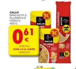 CashDiplo GALLO Spaguetti 3, plumas 6 fideo o oferta