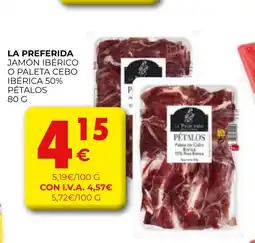 CashDiplo LA PREFERIDA Jamón ibérico o paleta cebo ibérica 50% pétalos oferta