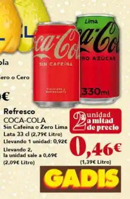 Gadis COCA-COLA Refresco Sin Cafeina o Zero Lima oferta