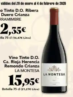 Gadis LA MONTESA Vino Tinto D.O. Ca. Rioja Herencia Remondo Crianza oferta