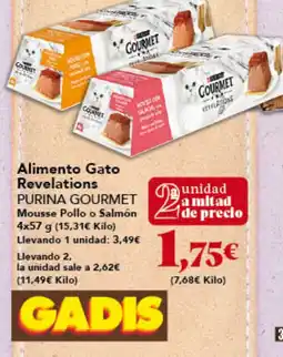 Gadis PURINA GOURMET Alimento Gato Revelations Mousse Pollo o Salmón oferta