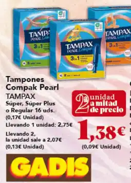 Gadis TAMPAX Tampones Compak Pearl Super, Super Plus o Regular oferta