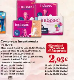Gadis INDASEC Compresas Incontinencia oferta