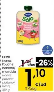 Eroski Hero - nanos pouche plátano/fresa oferta