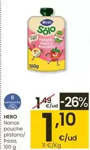 Eroski Hero - nanos pouche platano/ fresa oferta