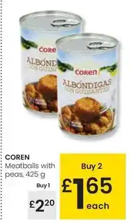 Eroski Coren - meatballs with peas oferta