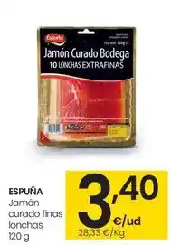 Eroski Espuña - jamón curado finas lonchas oferta