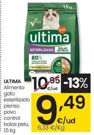 Eroski Última - alimento gato esterilizado pienso pavo control bolas pelo oferta