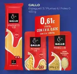 Gallo - espagueti 3 / plumas 6 / fideo o