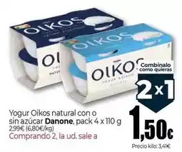 Unide Supermercados Danone - yogur oikos natural con o sin azúcar oferta