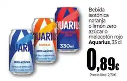 Unide Supermercados Aquarius - bebida isotónica naranja o limón zero azúcar o melocotón rojo oferta