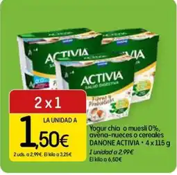 Dialprix DANONE ACTIVIA Yogur chía o muesli 0%, avena-nueces o cereales oferta